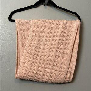 Light salmon pink cable knit scarf lightweight and warm